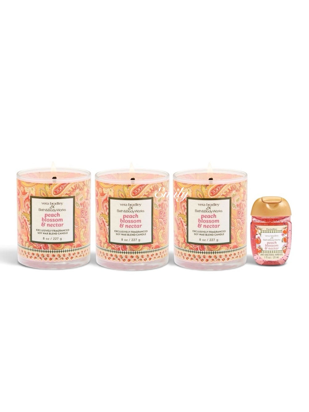 BBW X Vera Bradley Peach Blossom & Nectar Limited Edition Candle bundle